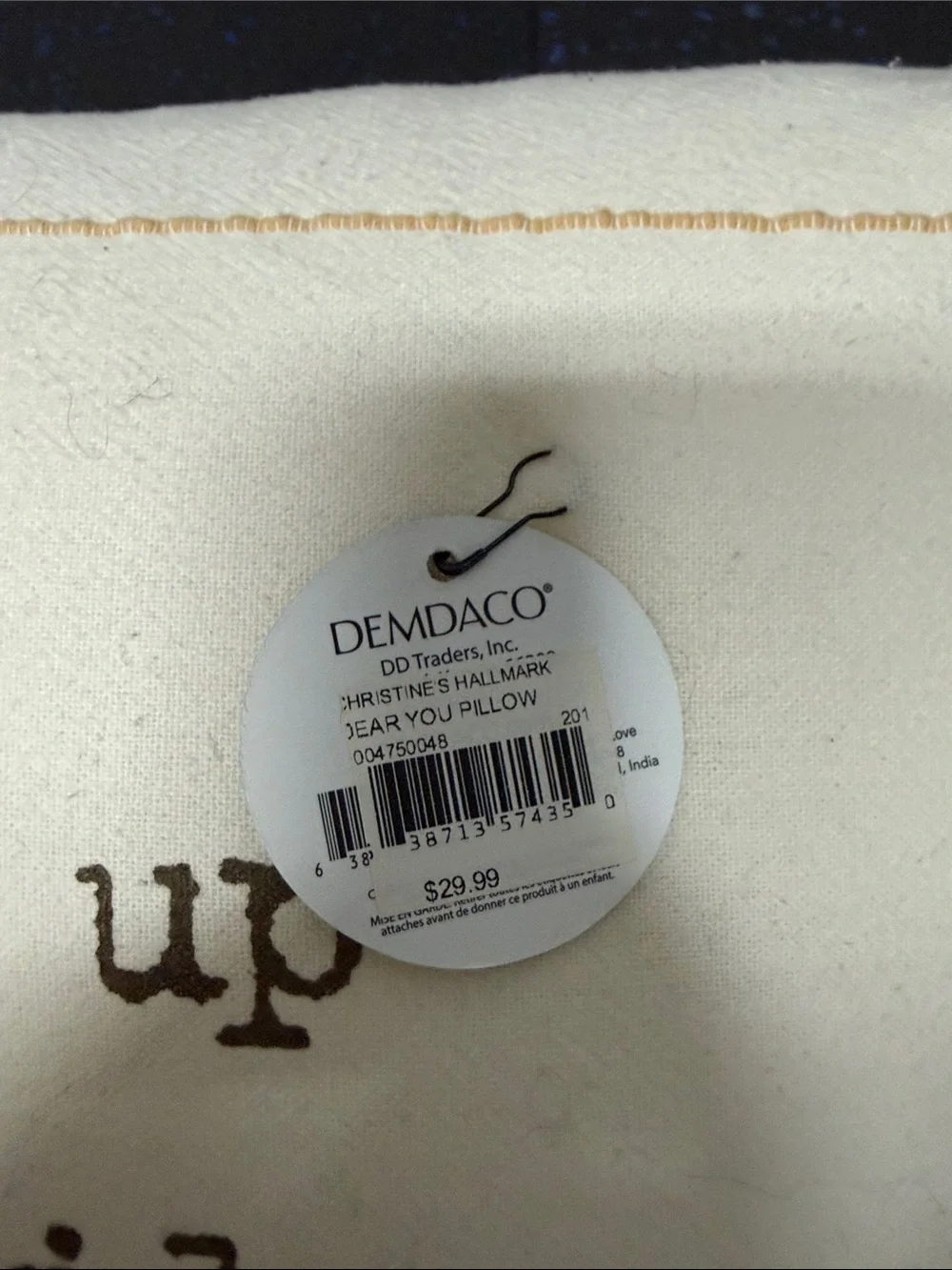 Demdaco Cream Throw Pillow: Dear you…